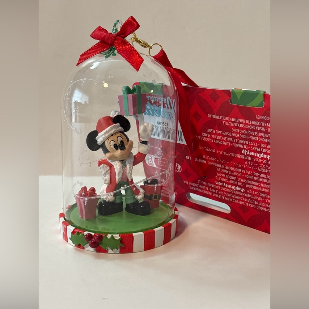 Disney Mickey Mouse Santa Ornament - Red, Green, and White